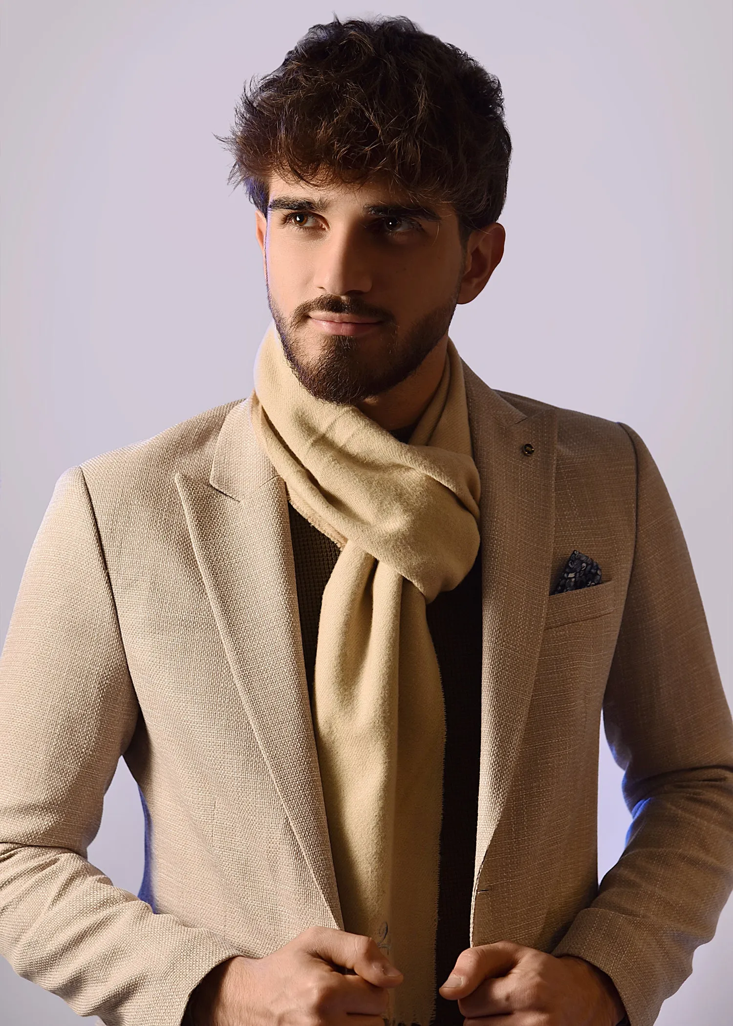 2H #110-01 Beige Tweed One Button Blazer