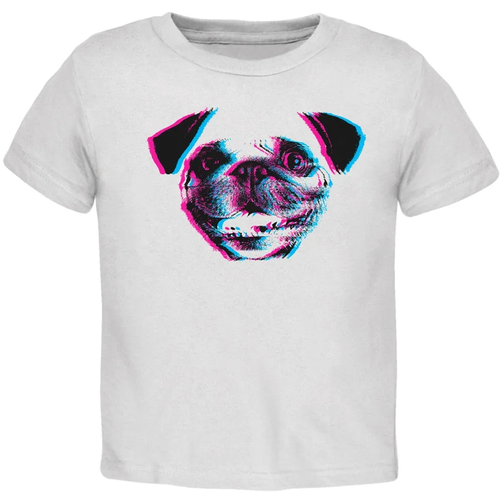 3D Pug Face Black Toddler T-Shirt