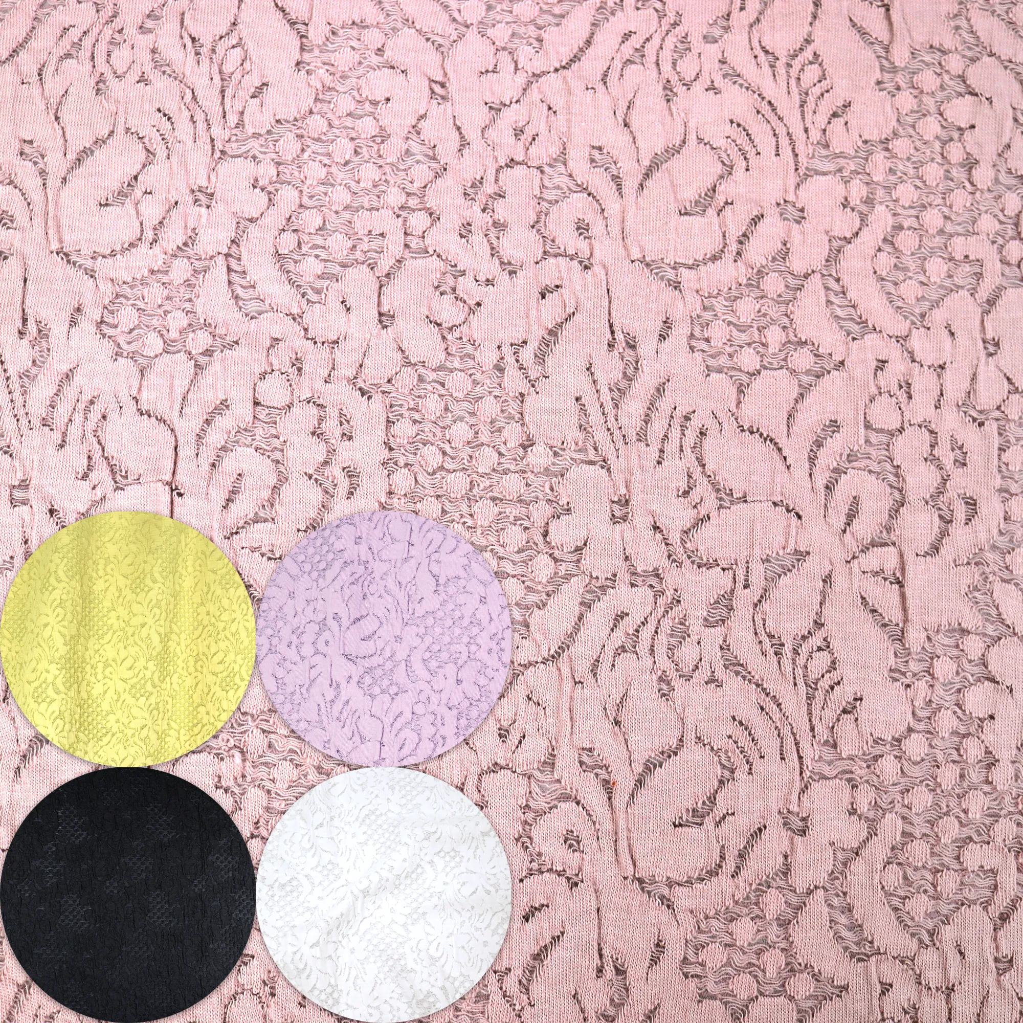 52/54" 5 Colors Floral Pattern Cotton/Poly Span Knit Jacquard Fabric by the Yard
