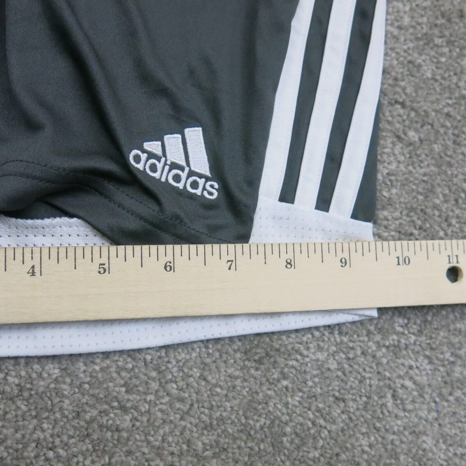 Adidas Athletics Shorts Girls Large Black 3 Striped Activewear Running Shorts