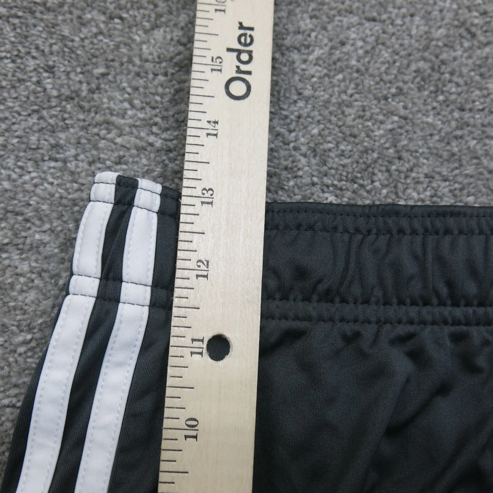 Adidas Athletics Shorts Girls Large Black 3 Striped Activewear Running Shorts