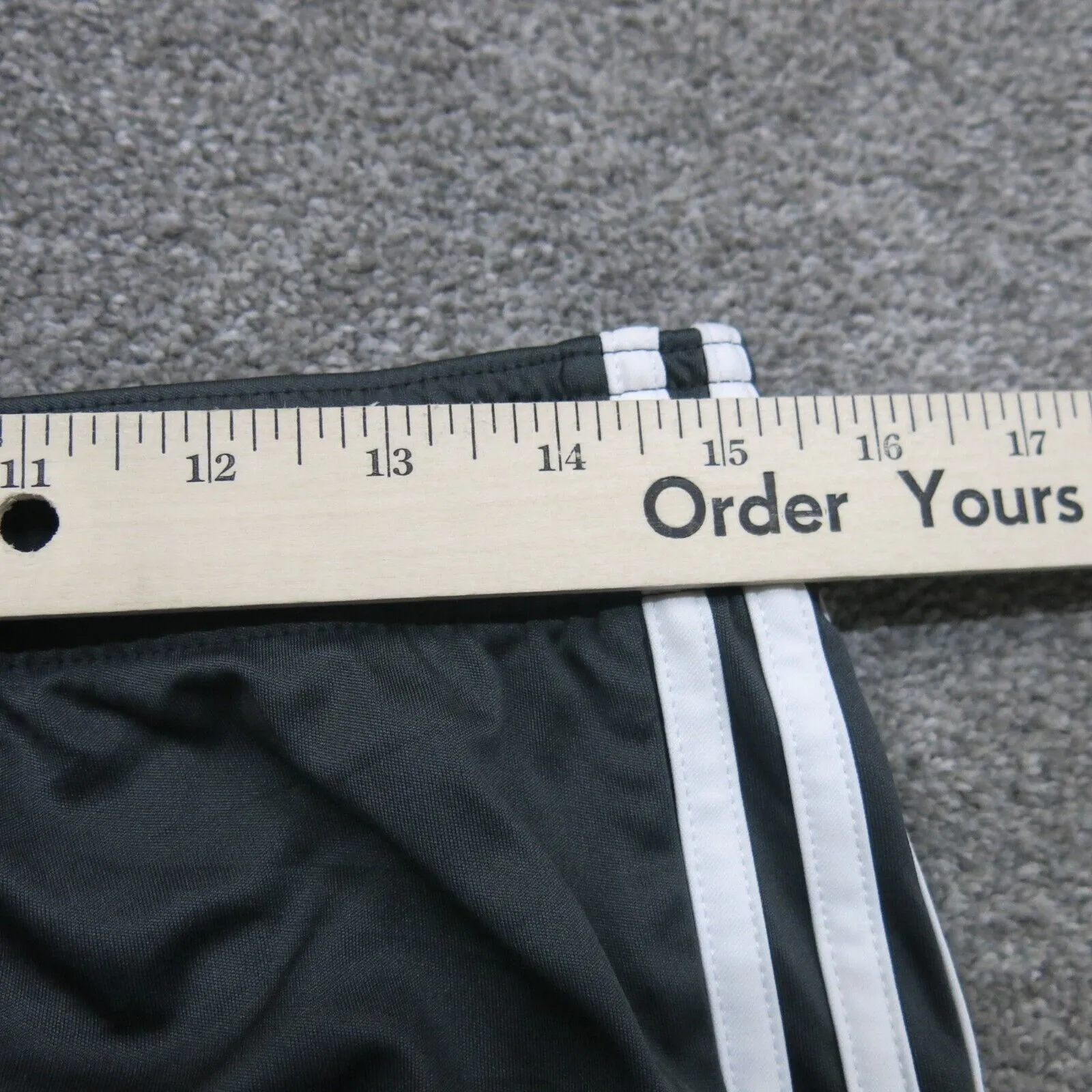 Adidas Athletics Shorts Girls Large Black 3 Striped Activewear Running Shorts