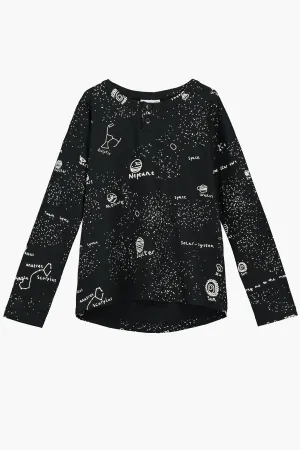 Beau Loves Black Galaxy Button Kids T-Shirt