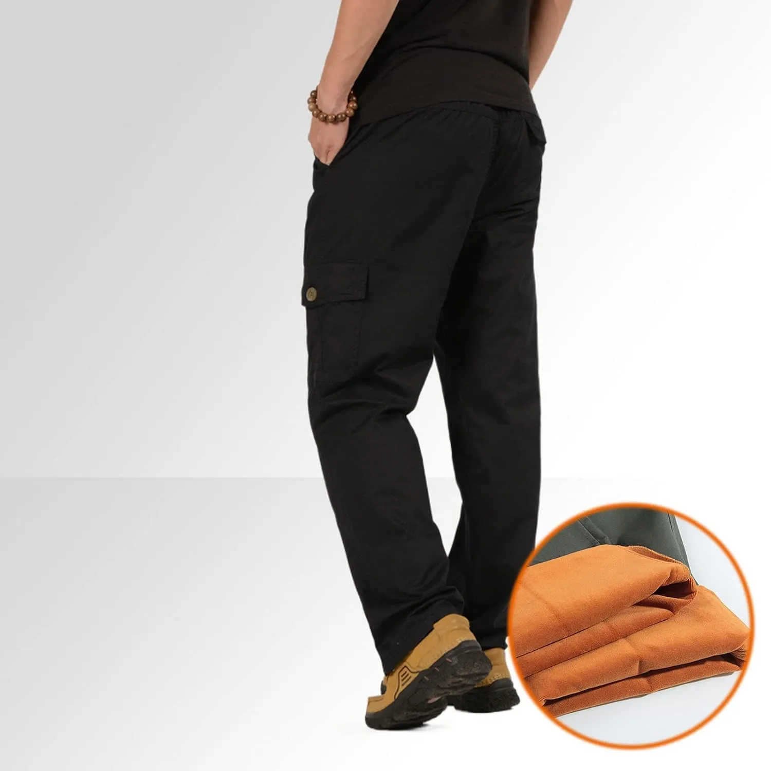 Cargo Pants for Men,Lightweight Men's Cotton Linen Pants Elastic Drawstring Waist Pants Fall Cargo Pants with Pockets