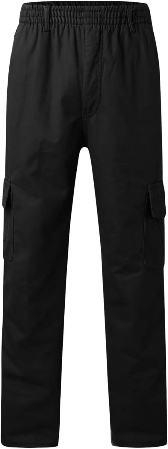 Cargo Pants for Men,Lightweight Men's Cotton Linen Pants Elastic Drawstring Waist Pants Fall Cargo Pants with Pockets