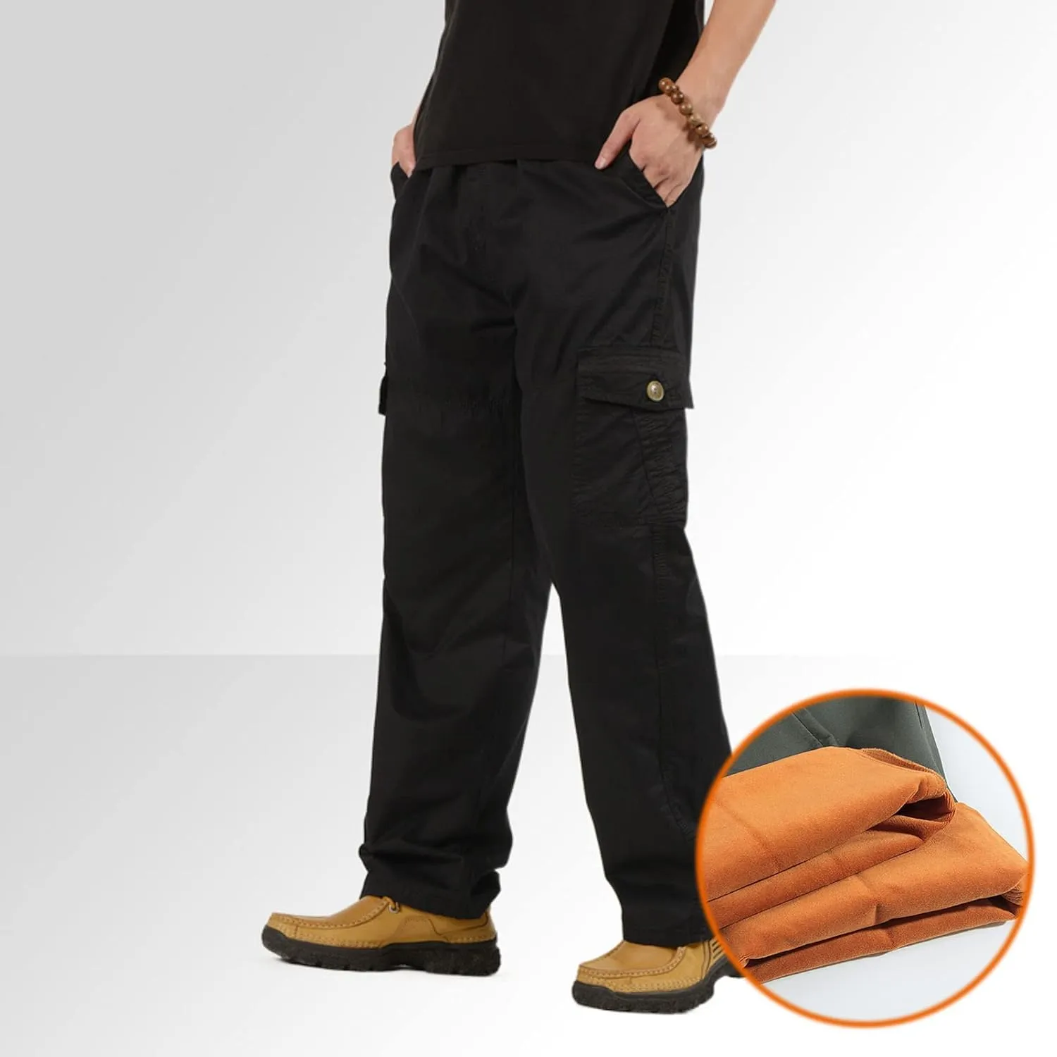 Cargo Pants for Men,Lightweight Men's Cotton Linen Pants Elastic Drawstring Waist Pants Fall Cargo Pants with Pockets
