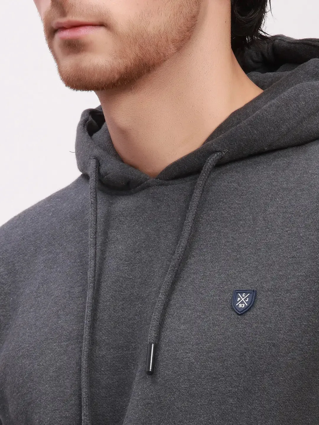Colorplus Men Grey Solid Tailored Fit Cotton Full Sleeve Sweatshirts