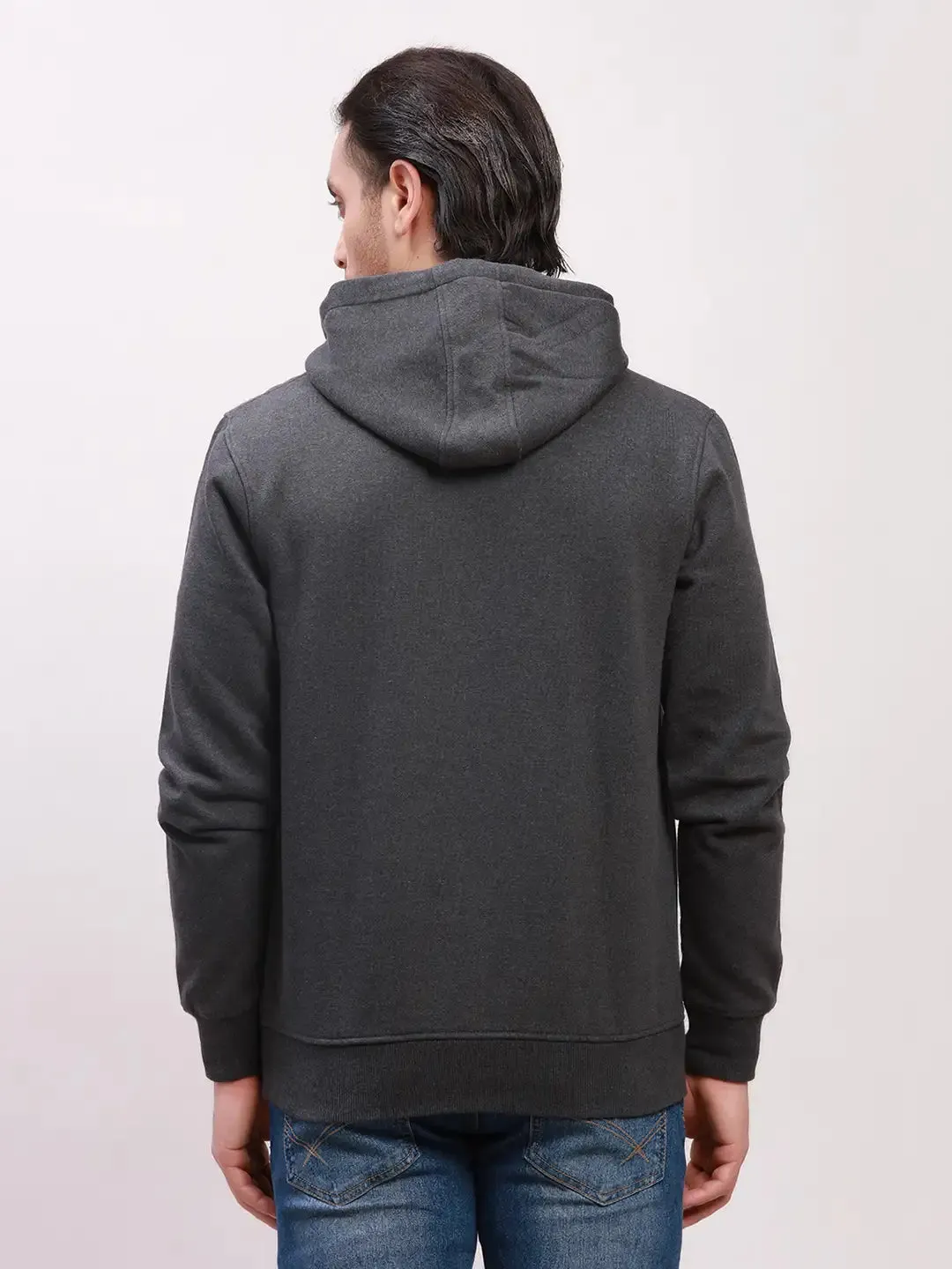 Colorplus Men Grey Solid Tailored Fit Cotton Full Sleeve Sweatshirts