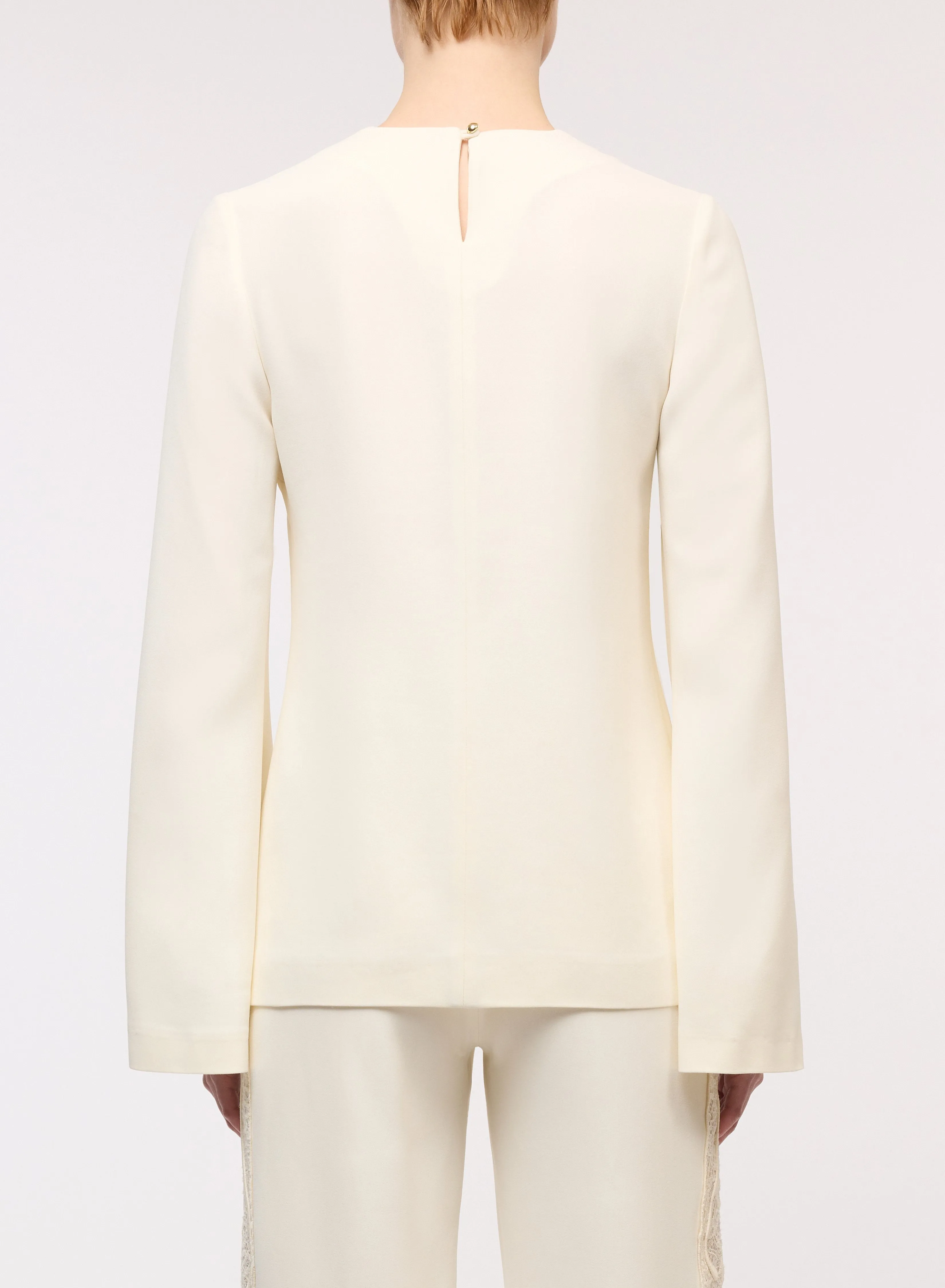 Crepe Blouse with Lace Inserts