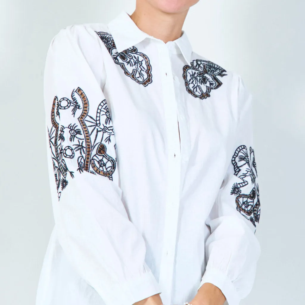 Delicate lace embroidered shirt wholesale