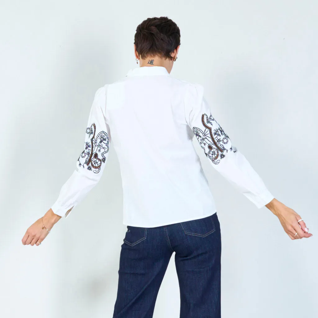 Delicate lace embroidered shirt wholesale