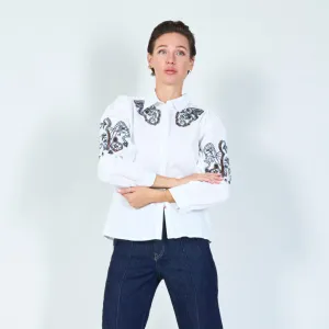 Delicate lace embroidered shirt wholesale