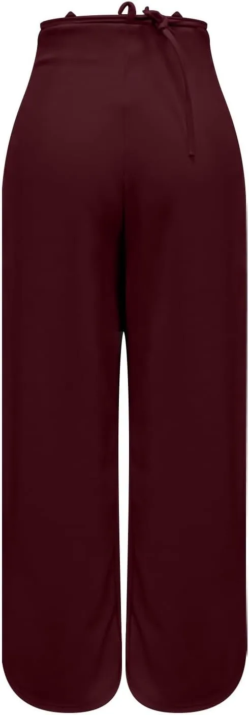 Dress Suit Pants for Women Flat Front Pleated High Waist Wide Leg Trousers Casual Loose Fit Breathable Business Pants
