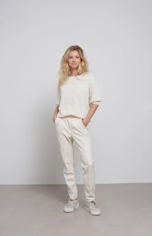 Faux leather trousers with side pockets and seam details