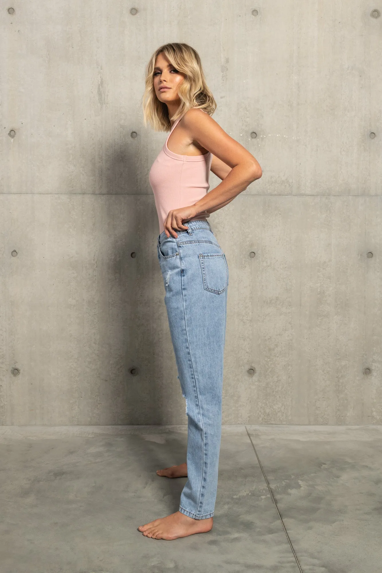 HARLOW RIPPED JEANS - DENIM