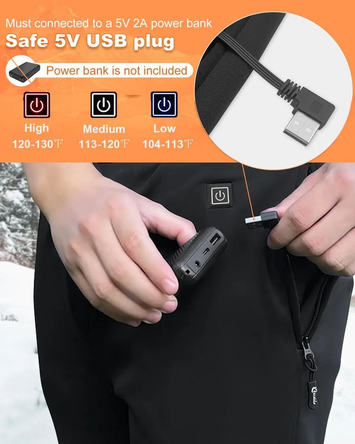 Heated Pants for Men Women, 8 Heated Zones, Winter Warm Heating Sweatpants Skiing Hiking Fishing Walking Trouser, No Battery