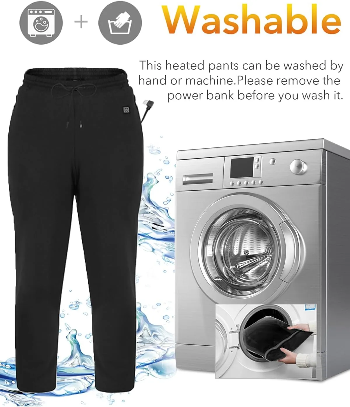 Heated Pants for Men Women, 8 Heated Zones, Winter Warm Heating Sweatpants Skiing Hiking Fishing Walking Trouser, No Battery
