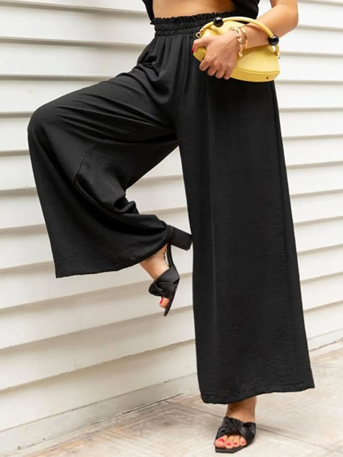 High Waist Wide Leg Pants for Women Summer Breathable Cotton Linen Pant Loose Solid Business Trousers with Pockets