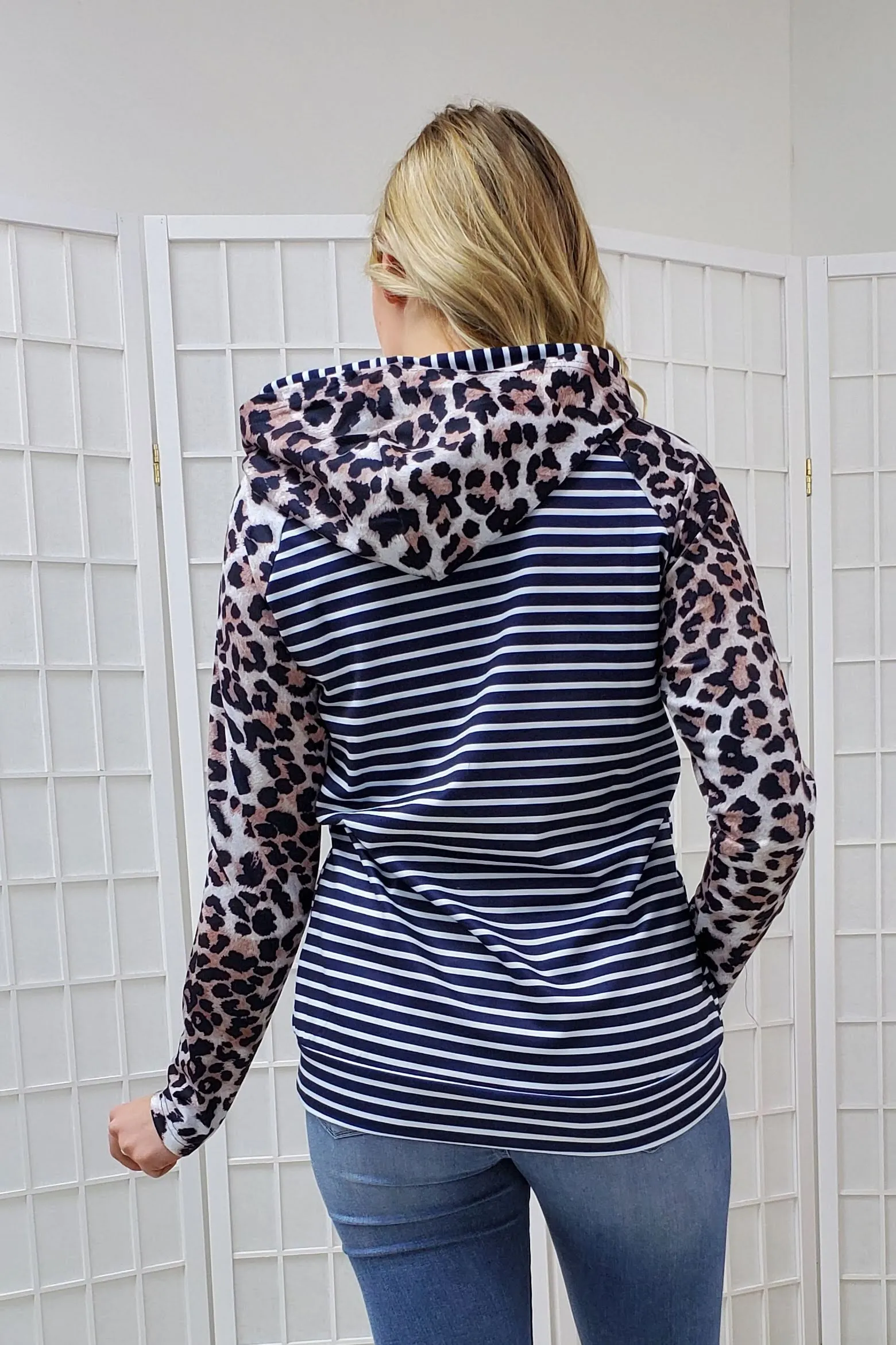 Kelly Striped Leopard Double Hoodie