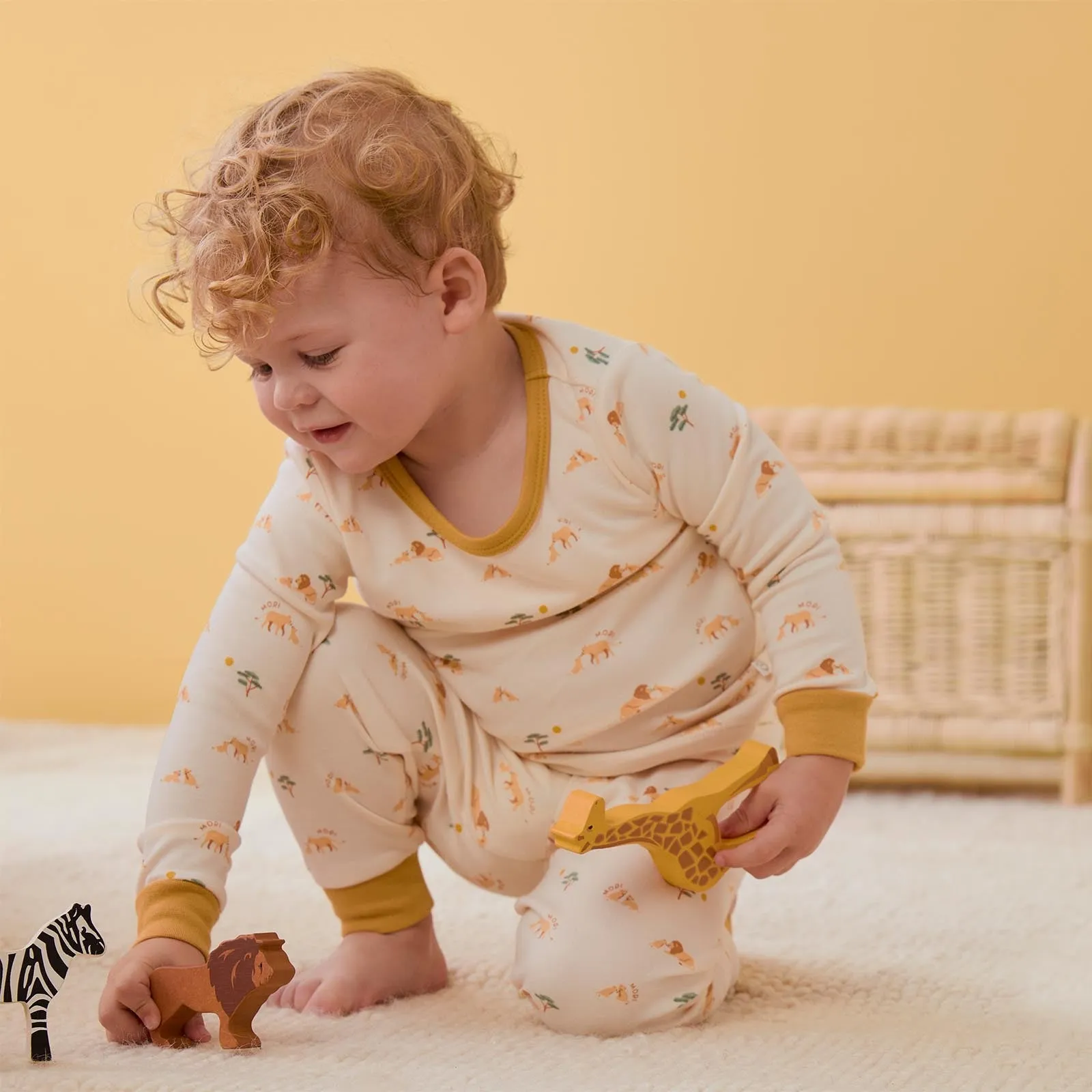 Lion & Yellow Ribbed Pajama Set 2 Pack