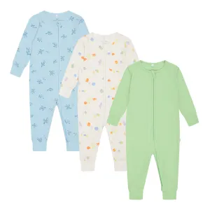 Little Fish, Turtles & Ribbed Clever Baby Pajamas 3 Pack