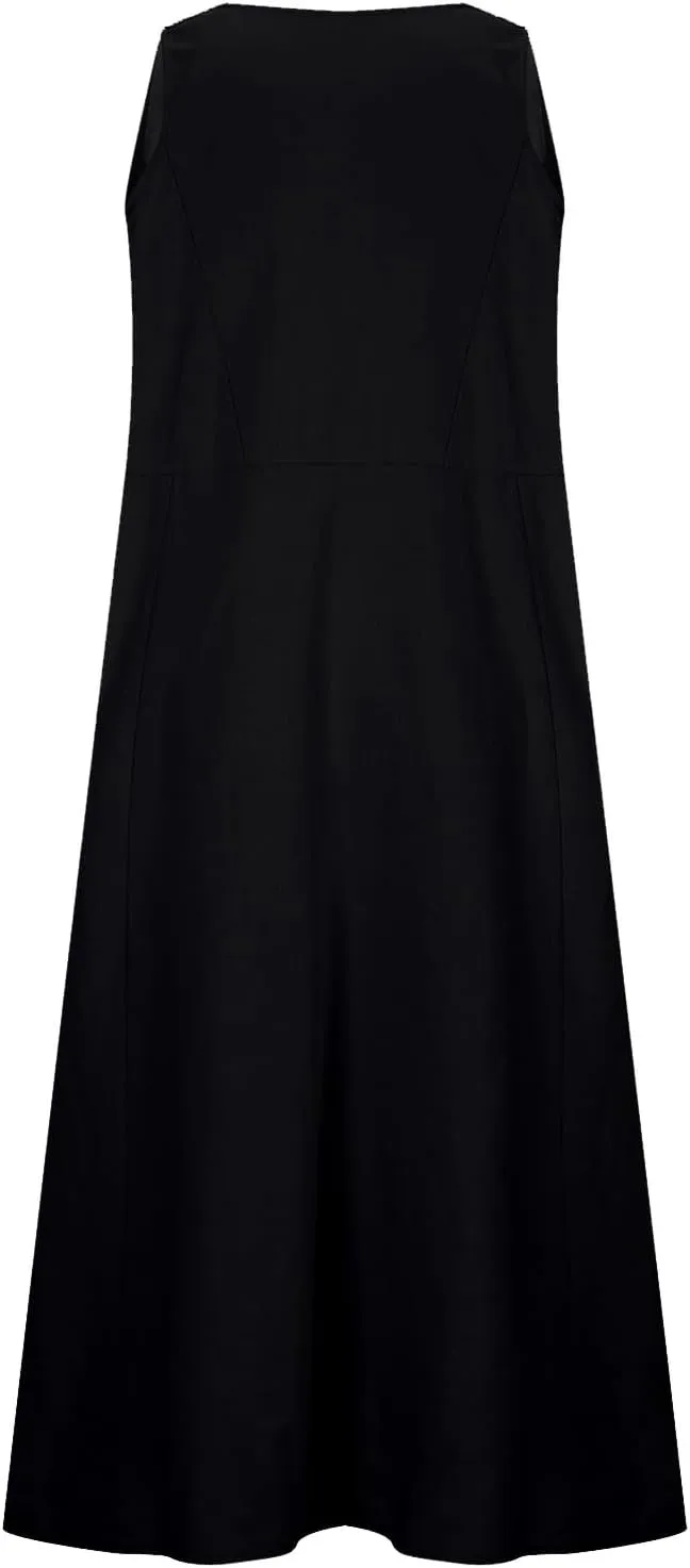 Maxi Dresses for Women 2025 Casual Loose Linen Dress Long Flowy V Neck Sleeveless Summer Dress Beach Sundresses
