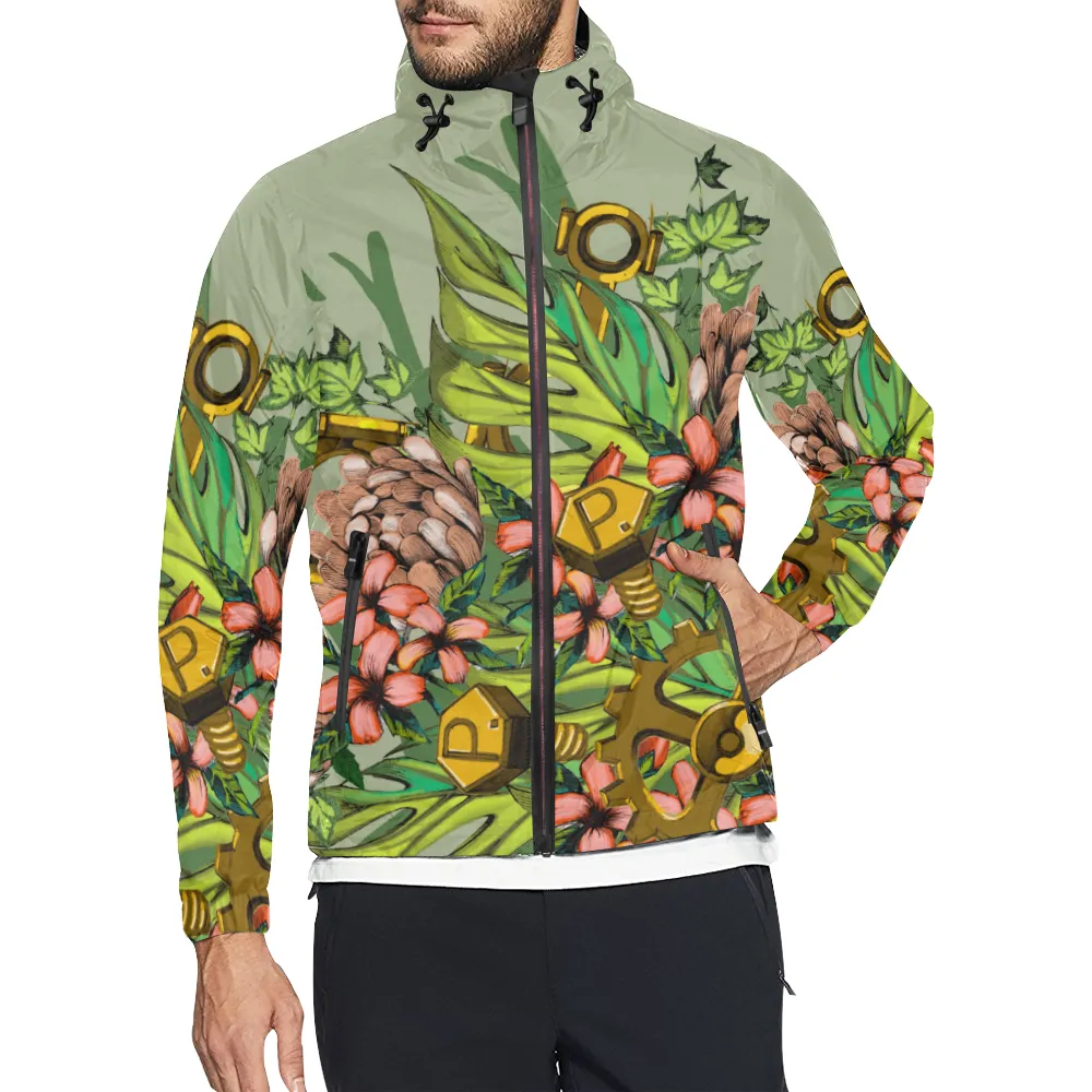 Mech Florale Burst Windbreaker Zipper Hoodie