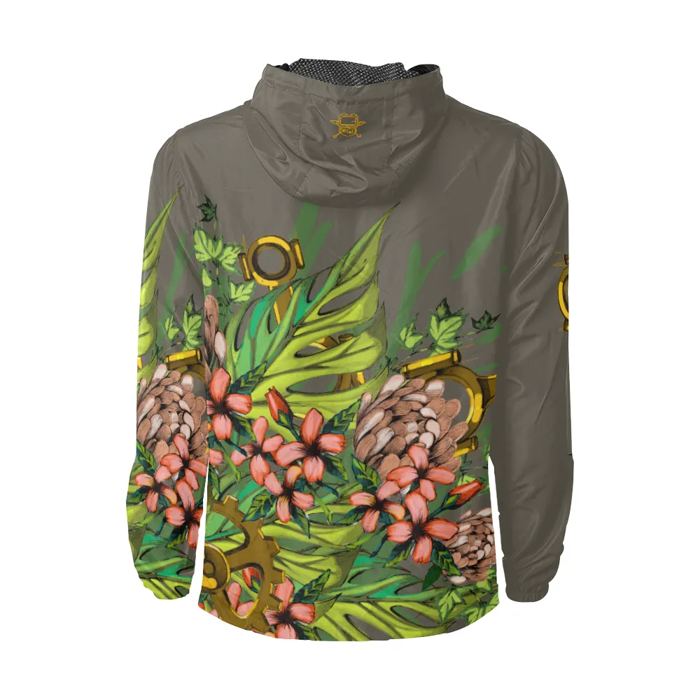 Mech Florale Burst Windbreaker Zipper Hoodie