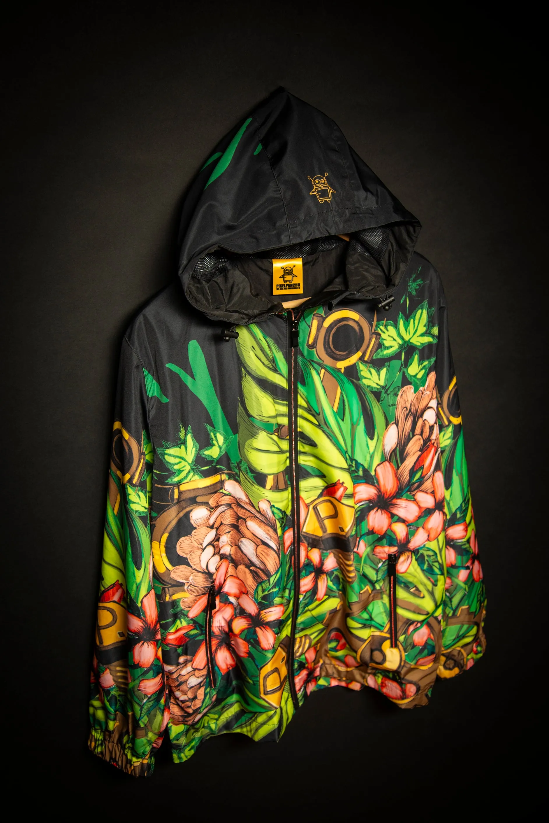 Mech Florale Burst Windbreaker Zipper Hoodie