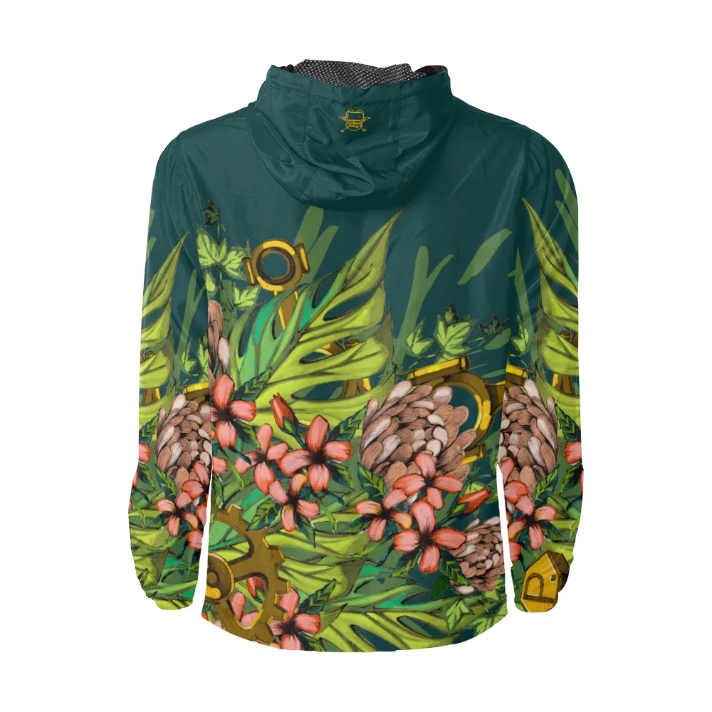 Mech Florale Burst Windbreaker Zipper Hoodie
