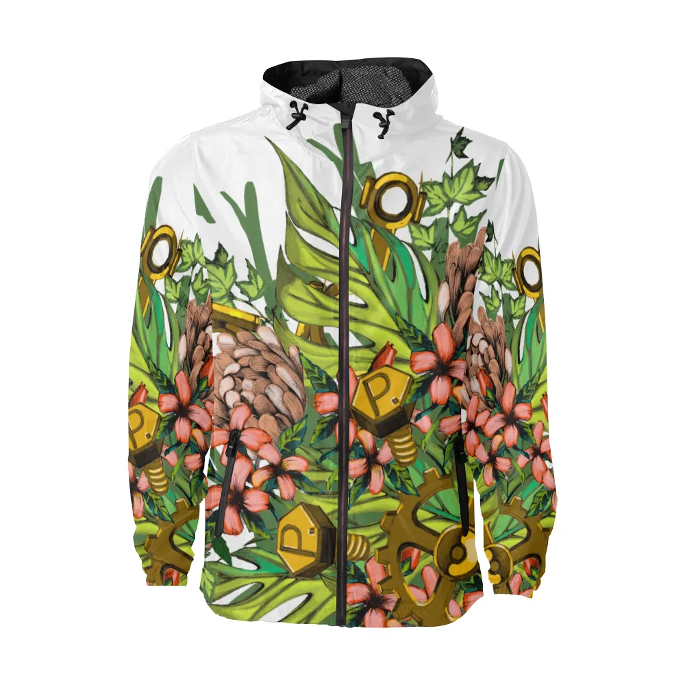 Mech Florale Burst Windbreaker Zipper Hoodie