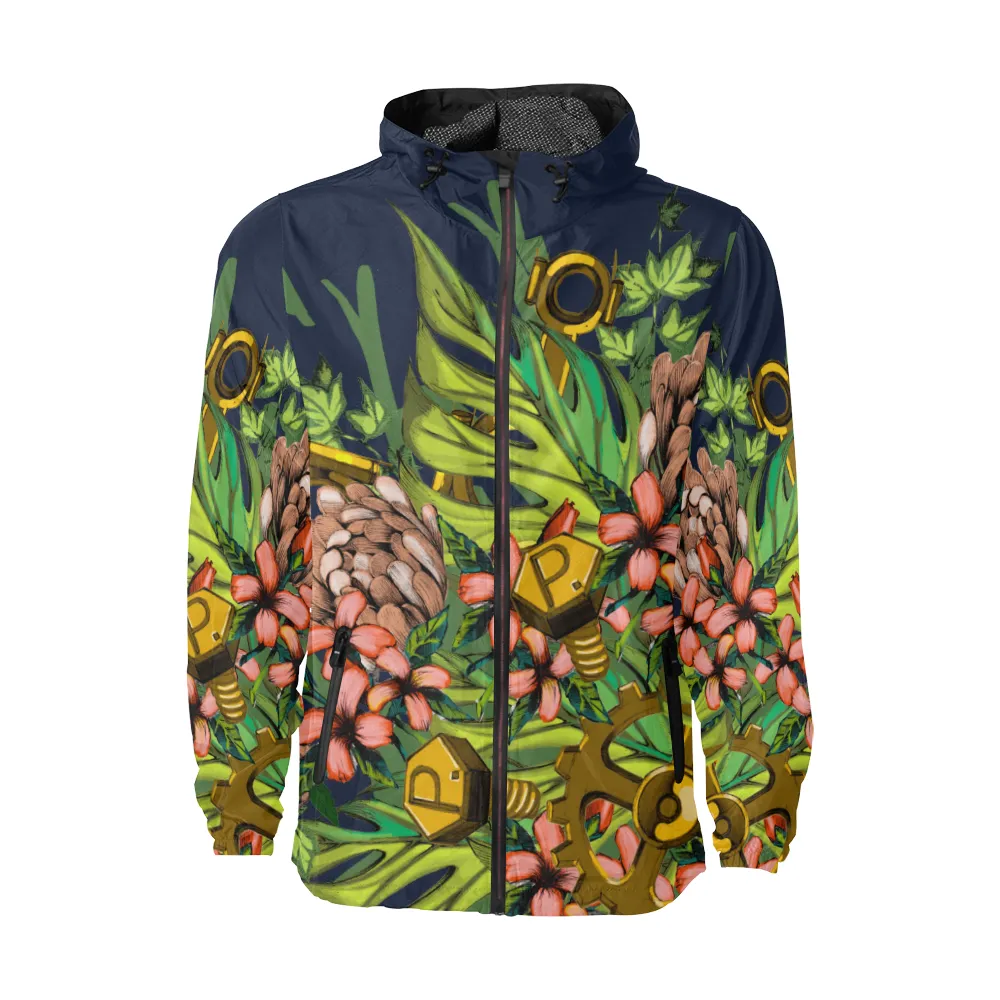 Mech Florale Burst Windbreaker Zipper Hoodie