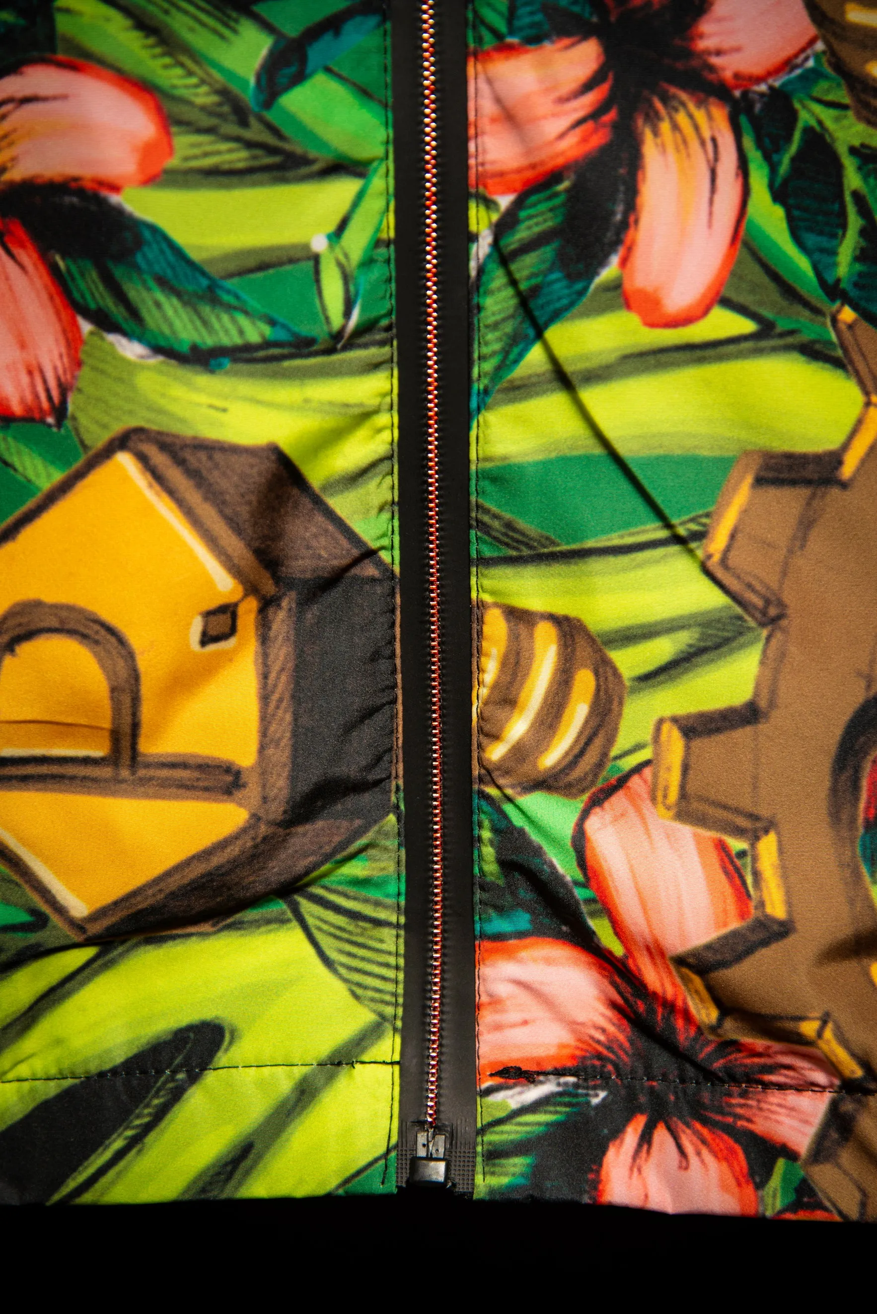 Mech Florale Burst Windbreaker Zipper Hoodie