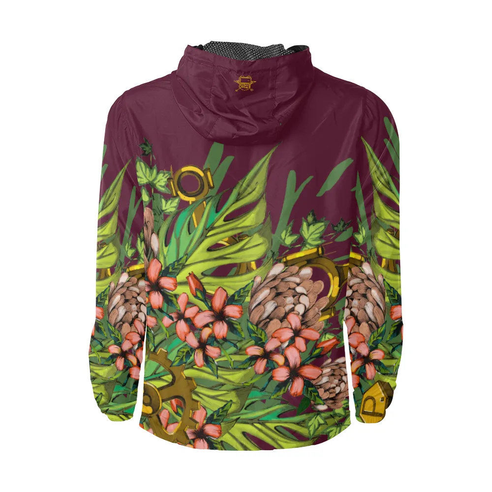 Mech Florale Burst Windbreaker Zipper Hoodie