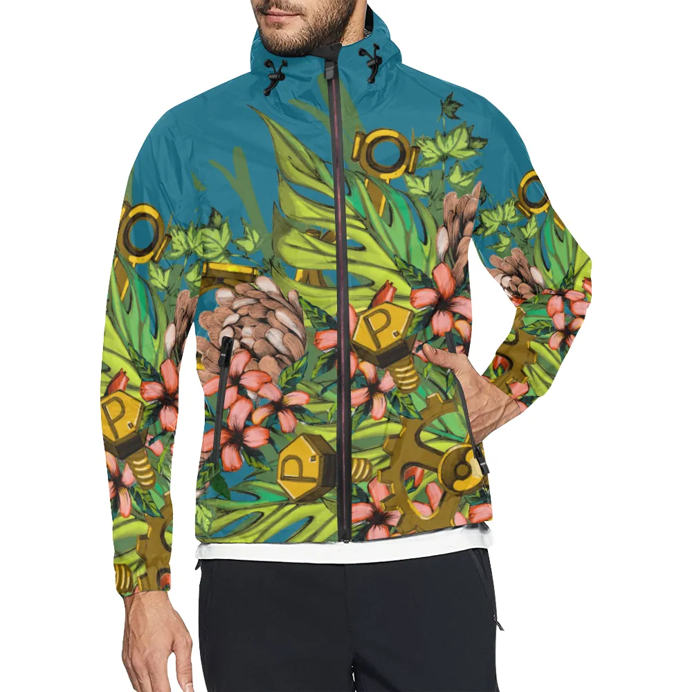 Mech Florale Burst Windbreaker Zipper Hoodie