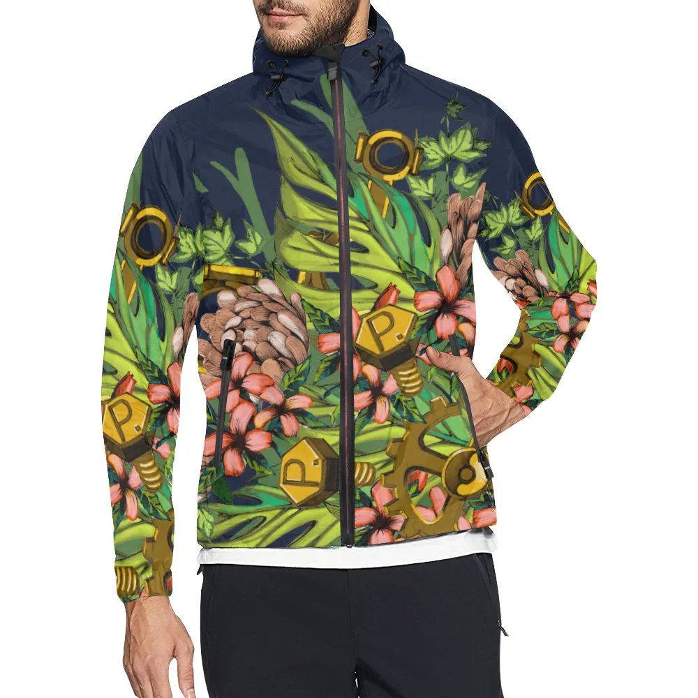 Mech Florale Burst Windbreaker Zipper Hoodie