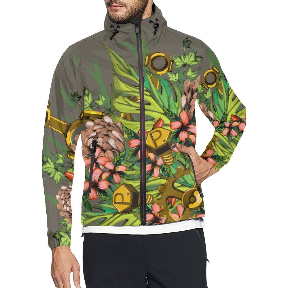 Mech Florale Burst Windbreaker Zipper Hoodie