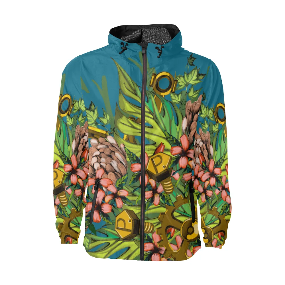 Mech Florale Burst Windbreaker Zipper Hoodie
