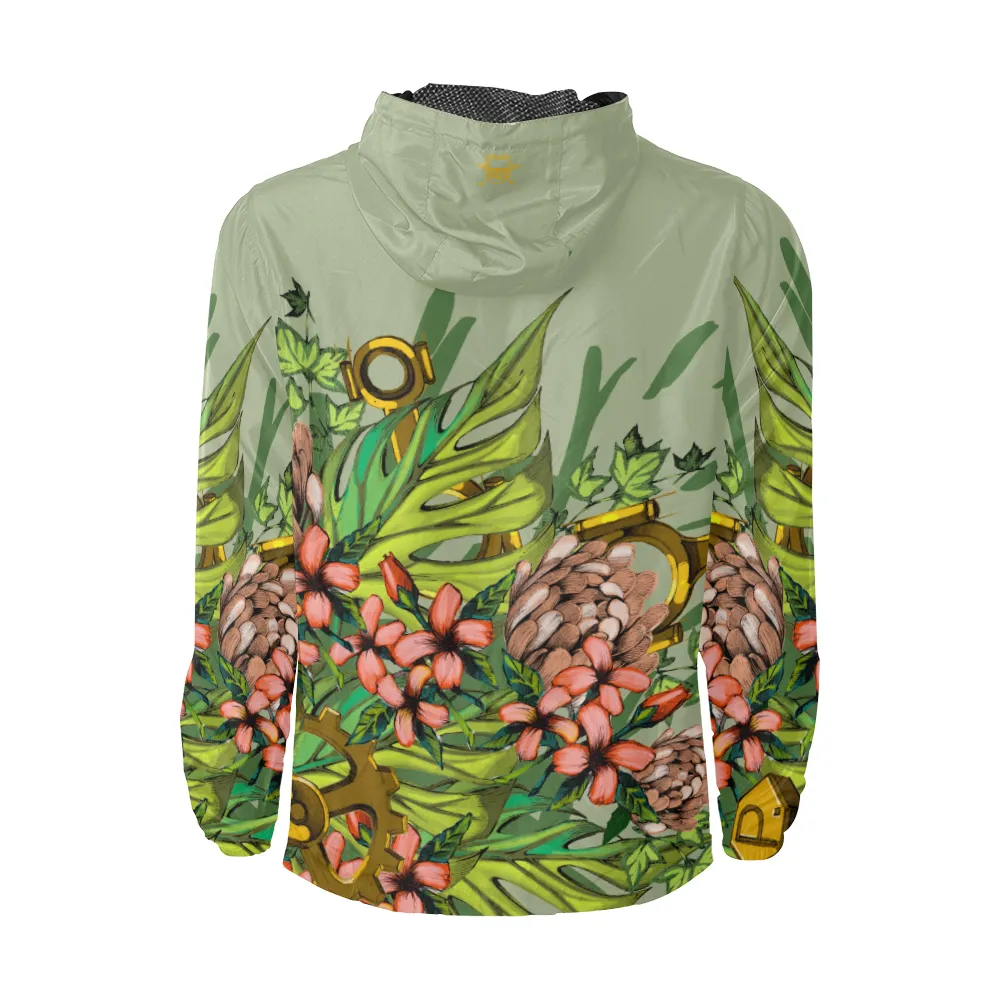 Mech Florale Burst Windbreaker Zipper Hoodie