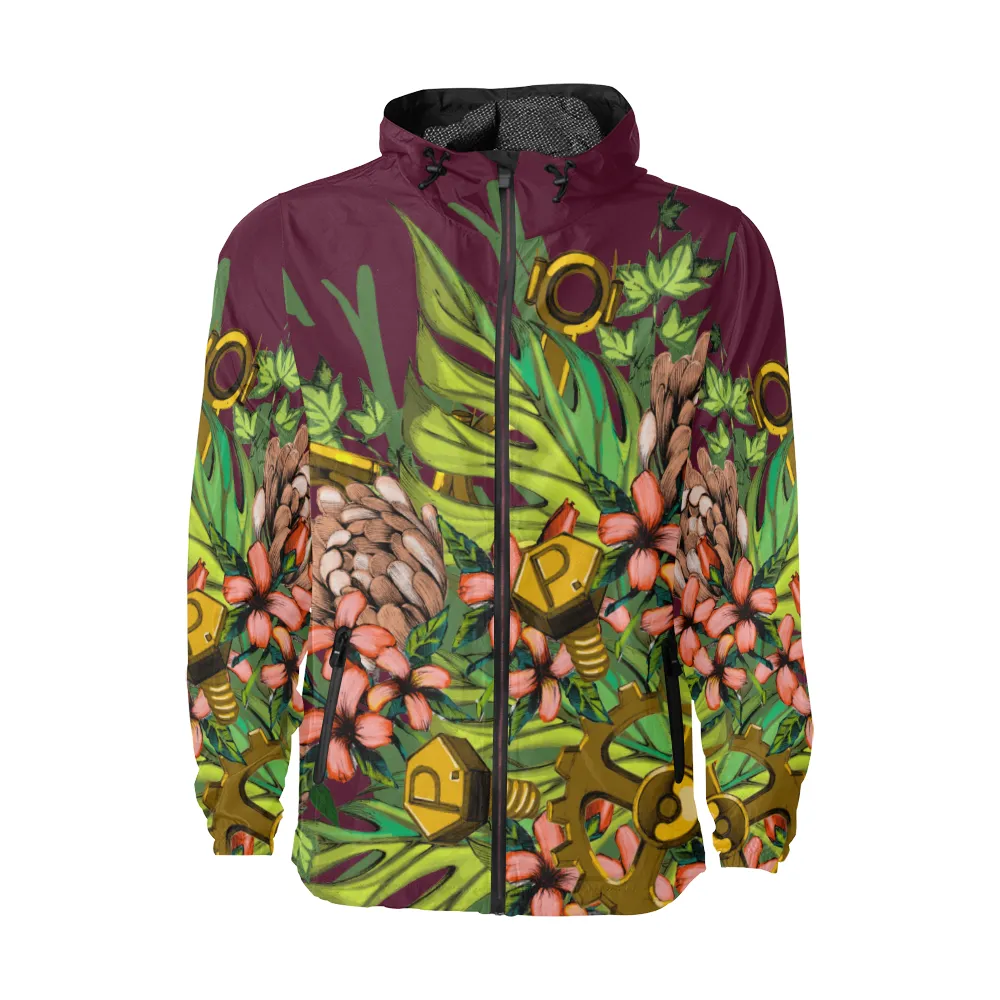 Mech Florale Burst Windbreaker Zipper Hoodie