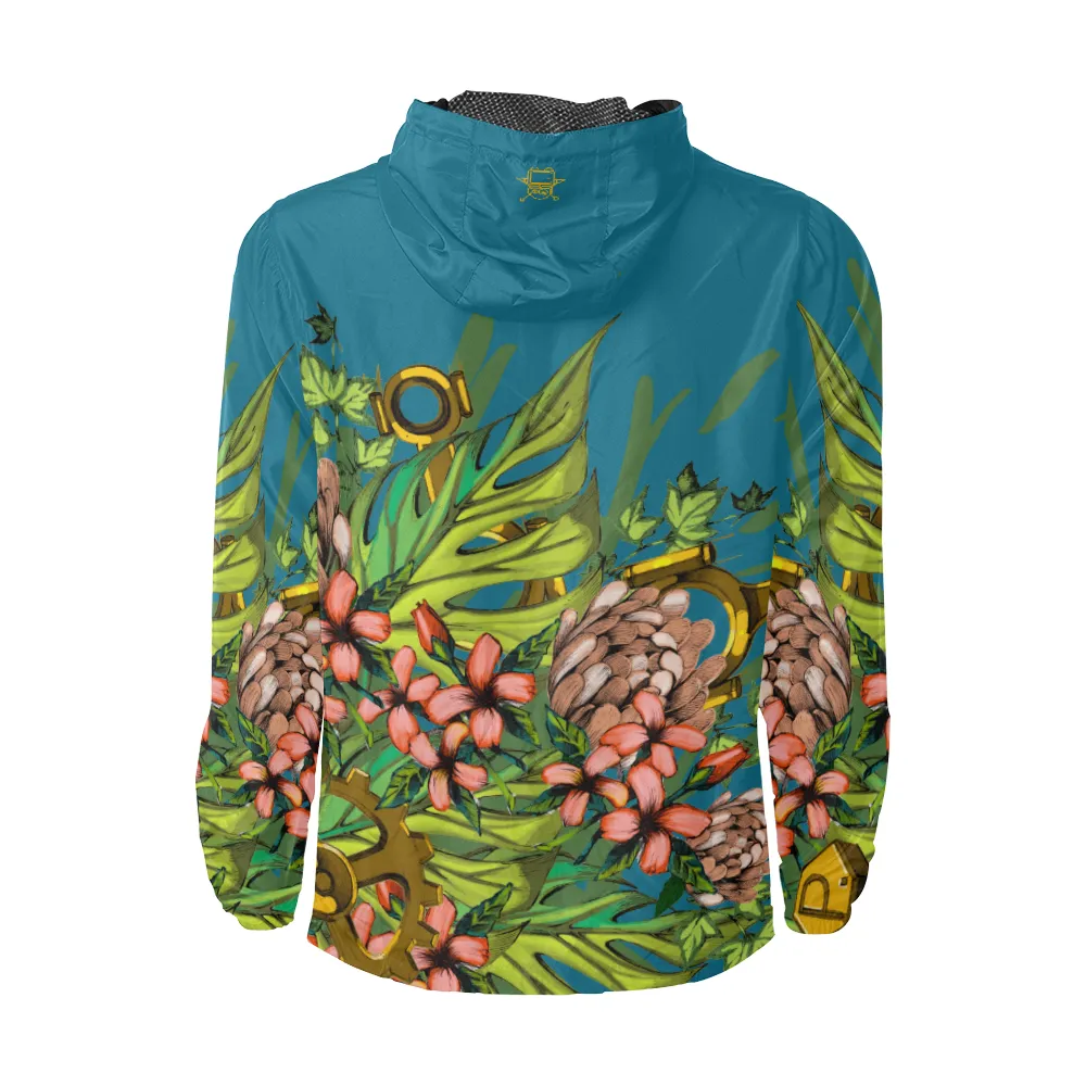 Mech Florale Burst Windbreaker Zipper Hoodie