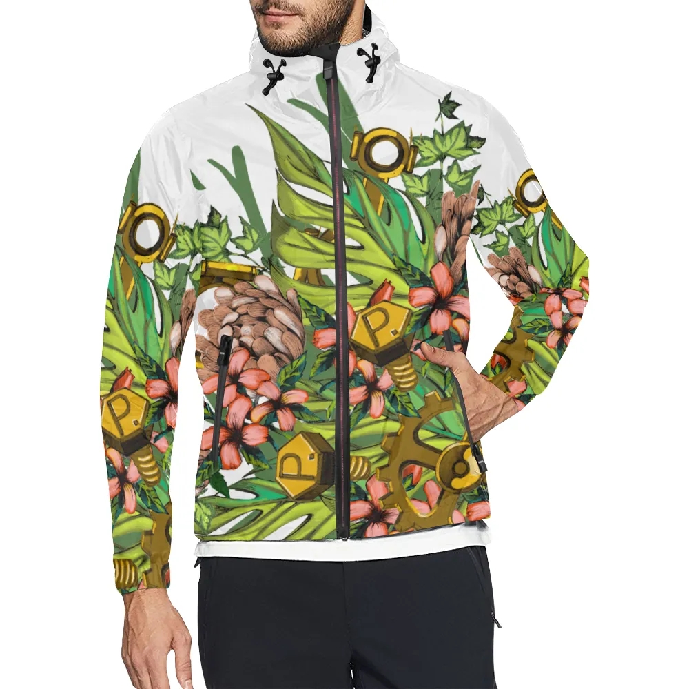 Mech Florale Burst Windbreaker Zipper Hoodie