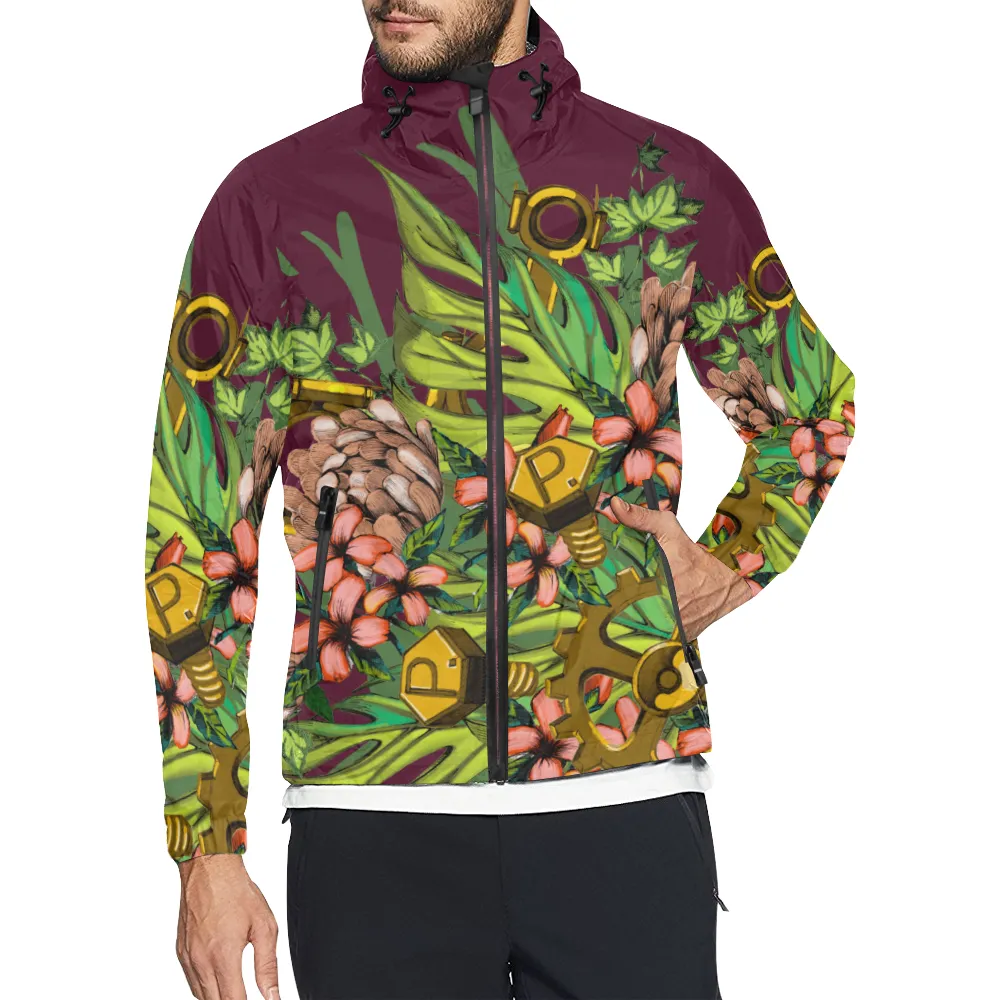 Mech Florale Burst Windbreaker Zipper Hoodie