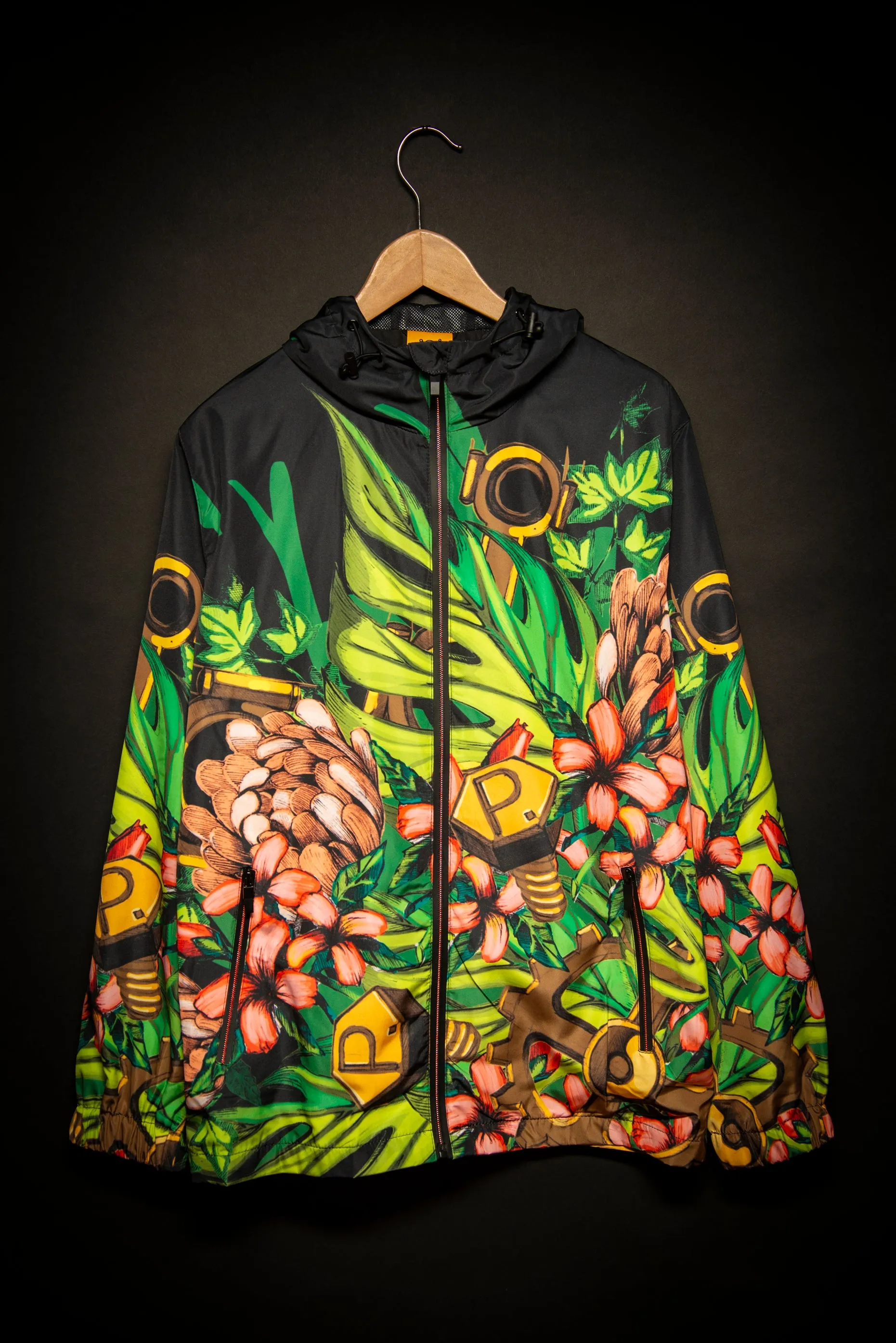 Mech Florale Burst Windbreaker Zipper Hoodie