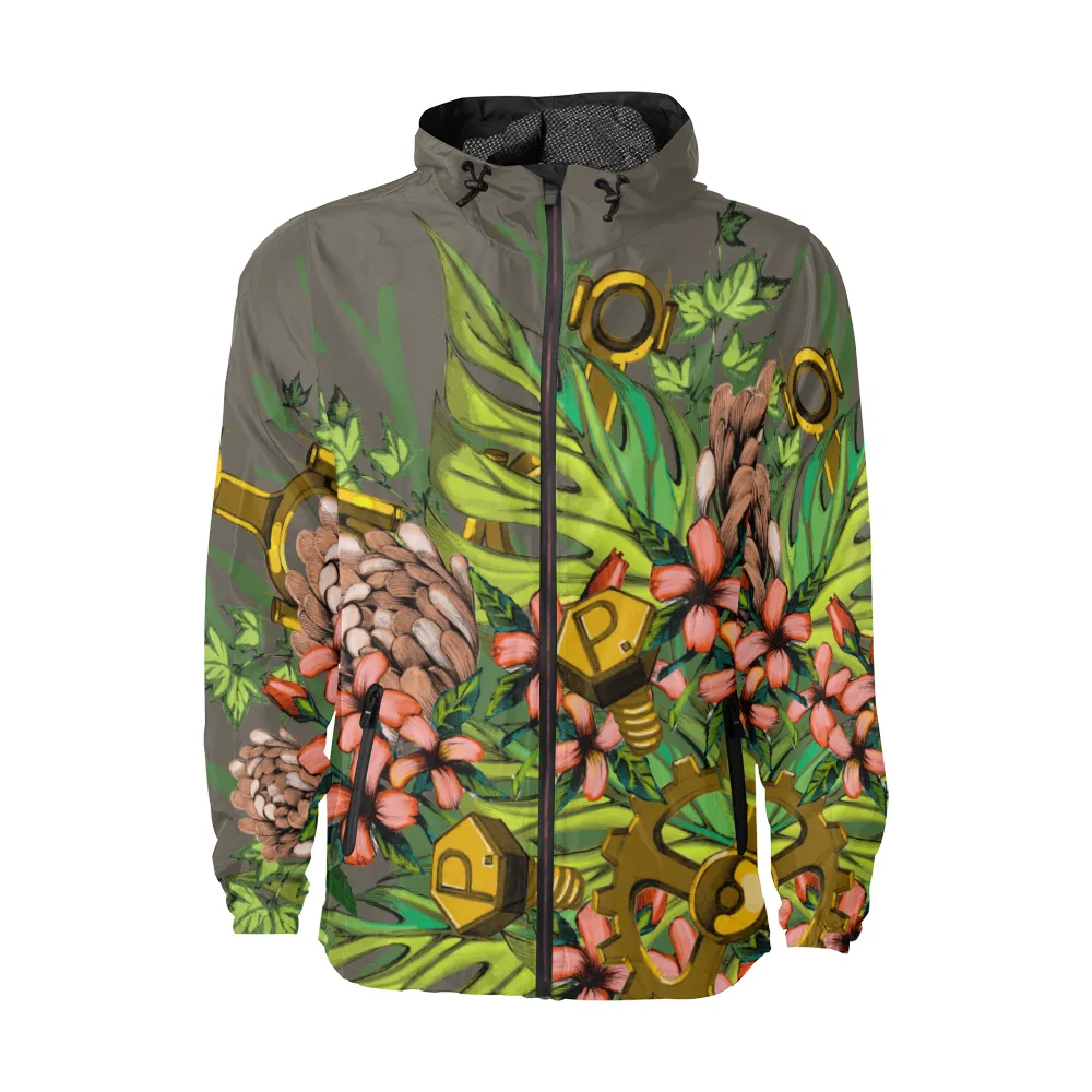Mech Florale Burst Windbreaker Zipper Hoodie