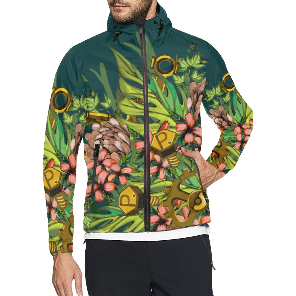 Mech Florale Burst Windbreaker Zipper Hoodie