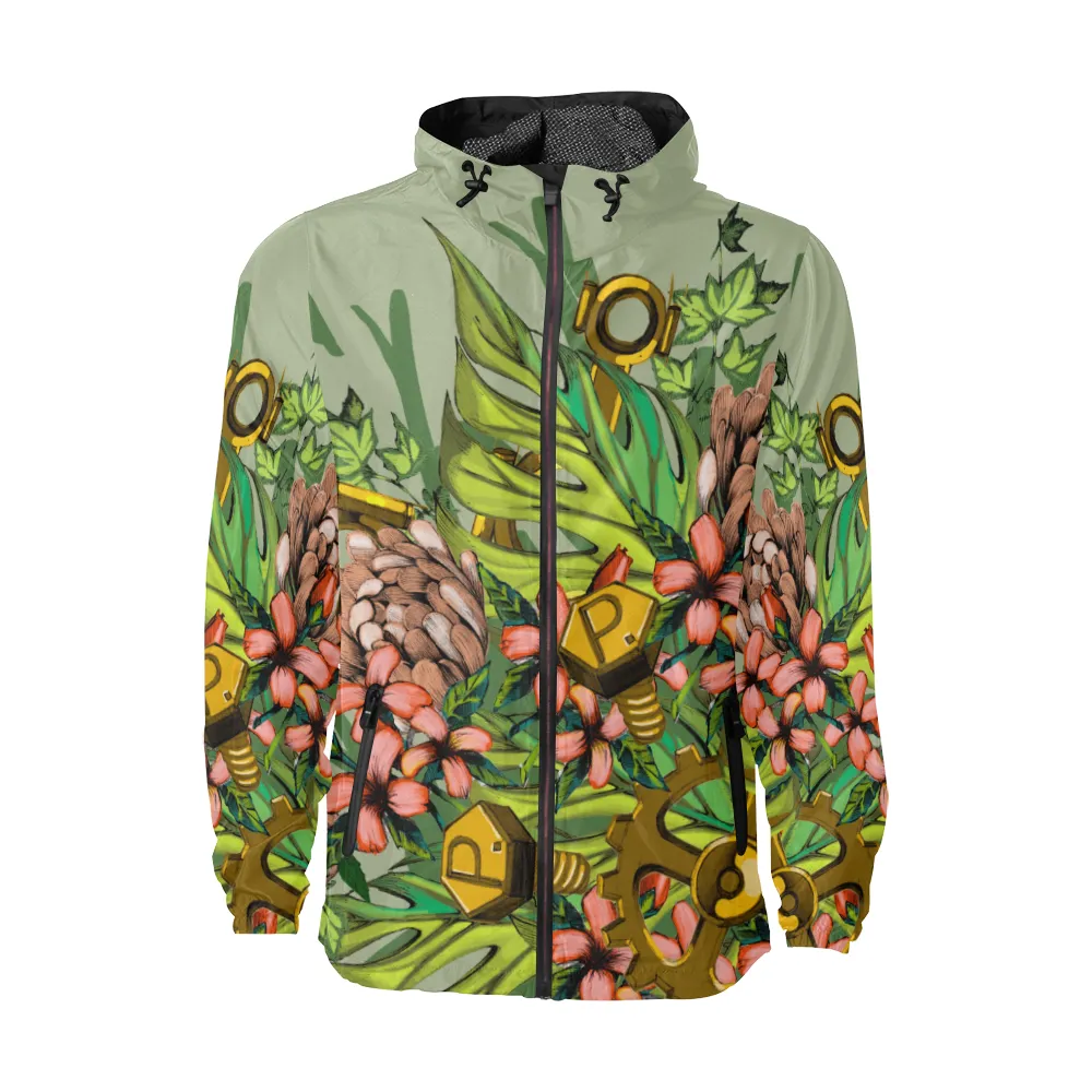 Mech Florale Burst Windbreaker Zipper Hoodie