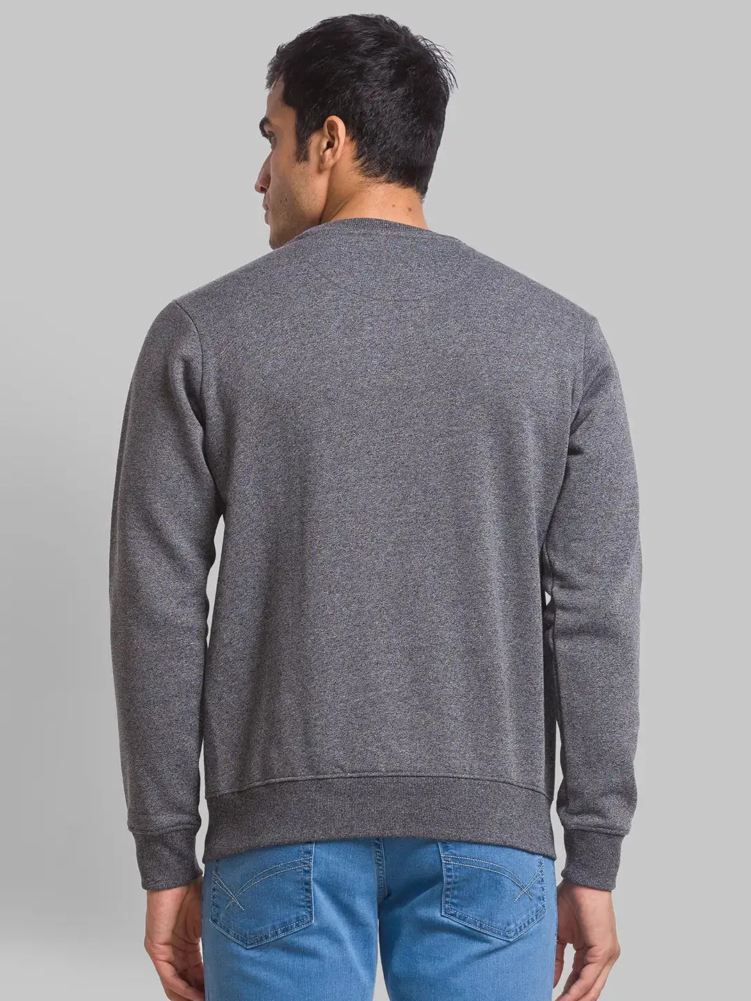 Men Black Regular Fit Cut & Sew Cotton Polyester Blend Sweatshirts
