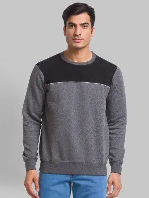 Men Black Regular Fit Cut & Sew Cotton Polyester Blend Sweatshirts