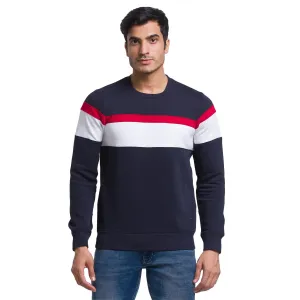 Men Blue Regular Fit Cut & Sew Cotton Polyester Blend Sweatshirts